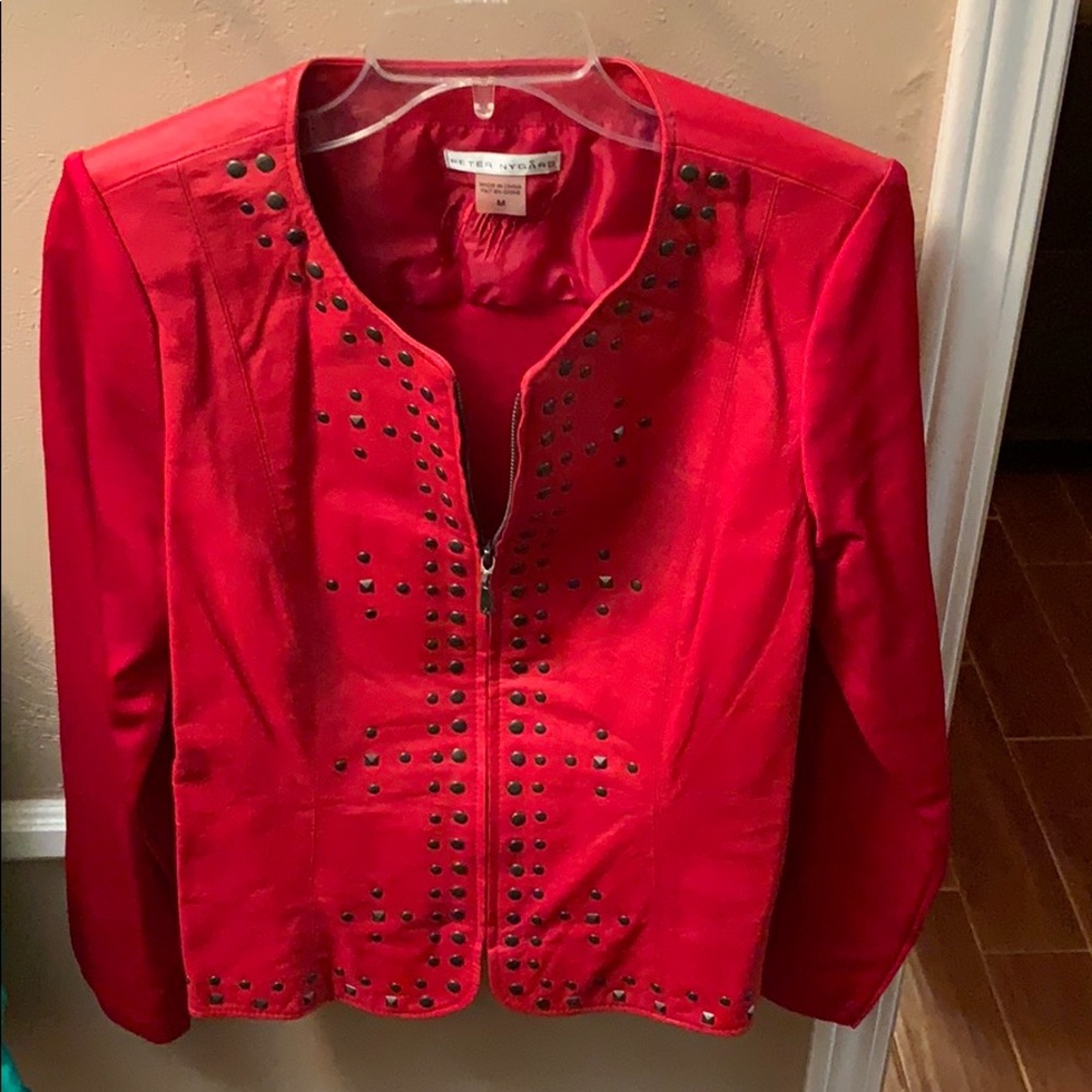 Red leather jacket